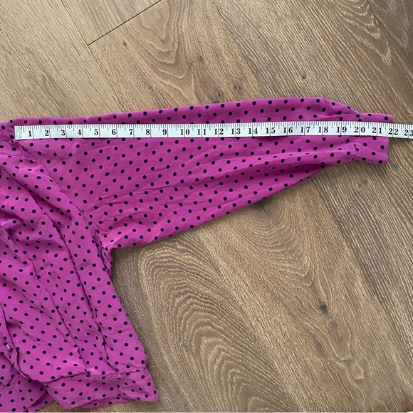 I.B. Diffusion 100% Silk Polka Dot Pleated Blouse Button Down - Picture 14 of 16